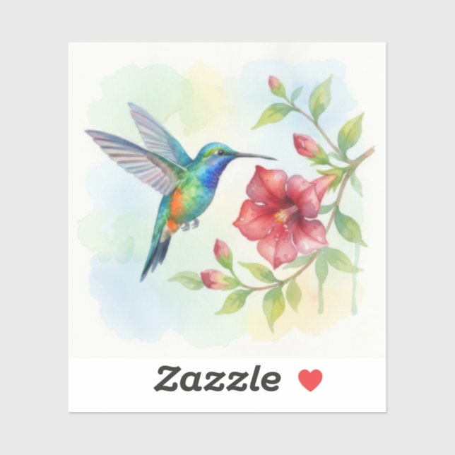 Watercolor Small Hummingbird Aufkleber (Blatt)