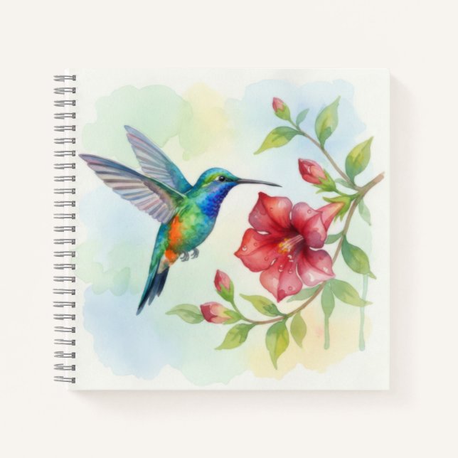 Watercolor Small Hummingbird Notizbuch (Vorderseite)
