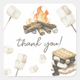 Watercolor S'more Baby Dusche Danke Quadratischer Aufkleber