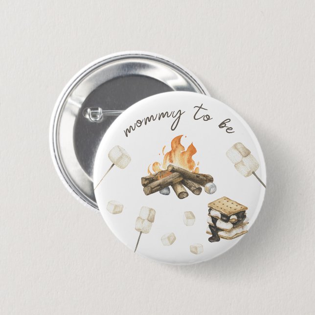 Watercolor S'more Baby Shower - Mommy soll sein Button (Vorne & Hinten)