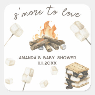 Watercolor S'More Baby Shower Quadratischer Aufkleber
