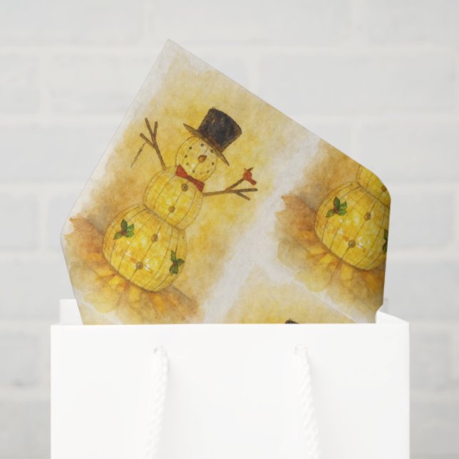 Watercolor snow man seidenpapier (Geschenk Tasche)