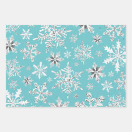 Watercolor Snowflake Wrapping Paper Sheets Geschenkpapier Set