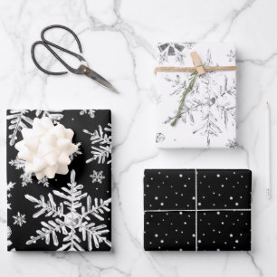 Watercolor Snowflake Wrapping Paper Sheets Geschenkpapier Set