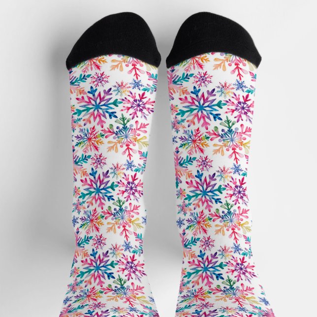 Watercolor Snowflakes Pattern Socken (Oben)