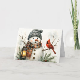 Watercolor Snowman Christmas Card – Lantern & Card Karte