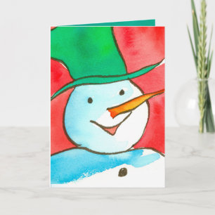 Watercolor Snowman Frohe Weihnachten