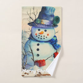 Watercolor Snowman Handtuch