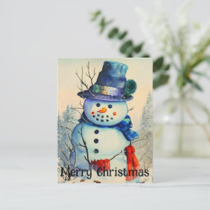Watercolor Snowman Holiday Postcard Feiertagspostkarte