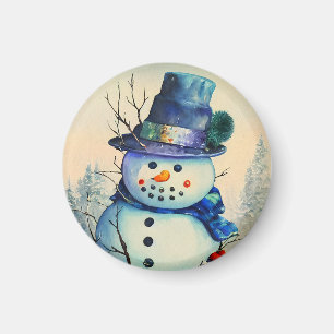 Watercolor Snowman Magnet