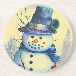 Watercolor Snowman Sandstone Untersetzer