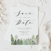 Watercolor Snowy Evergreen Woodland Winter Wedding