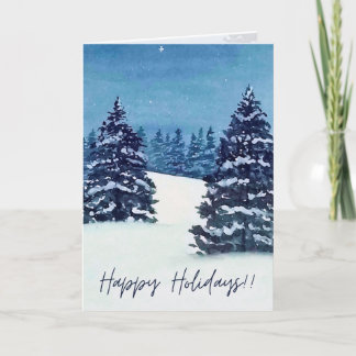 Watercolor snowy trees, Folded Holiday Card Karte