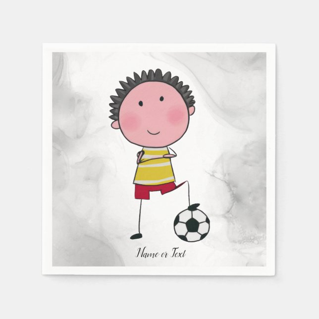 Watercolor Soccer Player Stick Boy Beautiful Serviette (Vorderseite)