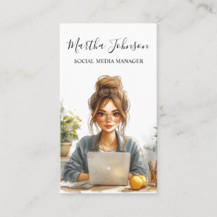 Watercolor Social Media Manager Blogger Influencer Visitenkarte