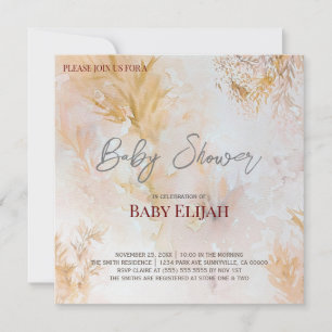 Watercolor Soft Pastel Blätter Baby Shower Einladung