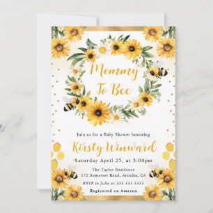 Watercolor-Sommer-Biene-und-Sonnenblumen-Baby-Part Einladung
