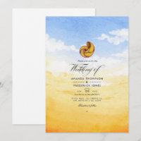 Watercolor Sommerstrand Hochzeitseinladung
