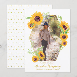 Watercolor-Sonnenblume-Foto-Abschluss-Mitteilung Einladung