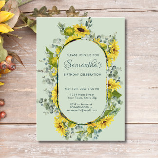 Watercolor Sonnenblume Geburtstagsparty Einladung