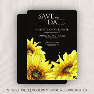 Watercolor Sonnenblume Schwarzer Polterabend Save The Date