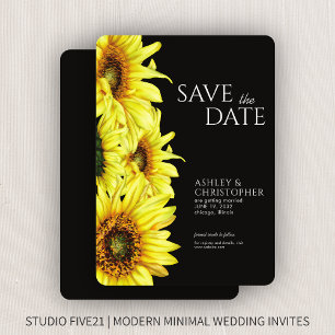 Watercolor Sonnenblume Schwarzer Polterabend Save The Date