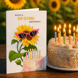 Watercolor-Sonnenblume und Sonnenbrille Alles Gute Karte