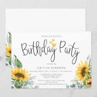 Watercolor Sonnenblumen Geburtstagsparty Einladung