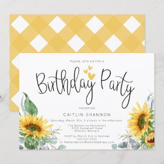 Watercolor Sonnenblumen Geburtstagsparty Einladung