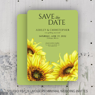 Watercolor Sonnenblumen Hellgrüner Polterabend Save The Date
