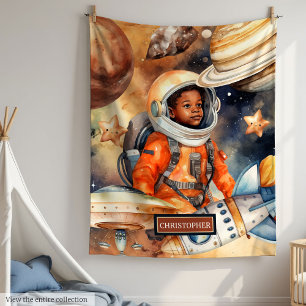 Watercolor Space Blanket Boys’ Cosy Birthday Gesch Fleecedecke