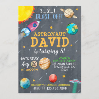 Watercolor Space Einladung zum Geburtstag