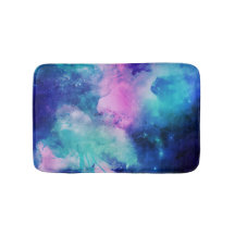 Watercolor Space Universum Pink Blue Star Nebel