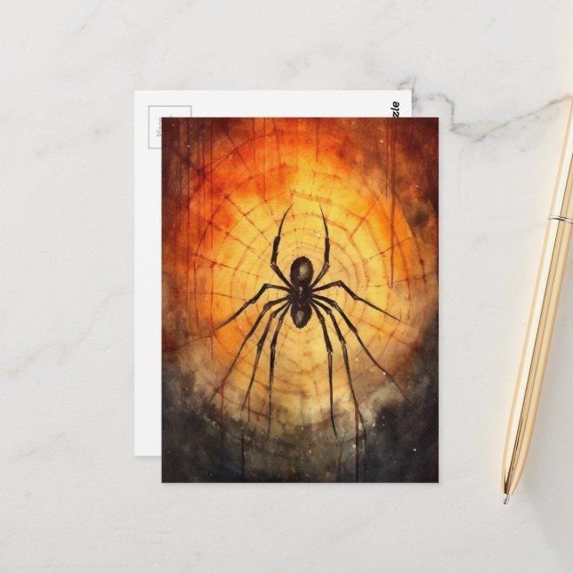 Watercolor Spider  Postkarte (Vorderseite/Rückseite Beispiel)