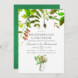 Watercolor Spring Foliage Bridesmais Luncheon Einladung