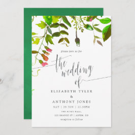 Watercolor Spring Foliage Wedding Einladung