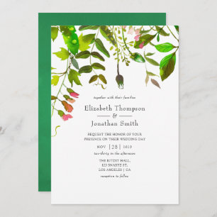 Watercolor Spring Foliage Wedding Einladung