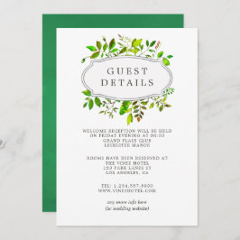 Watercolor Spring Foliage Wedding Guest Details Einladung