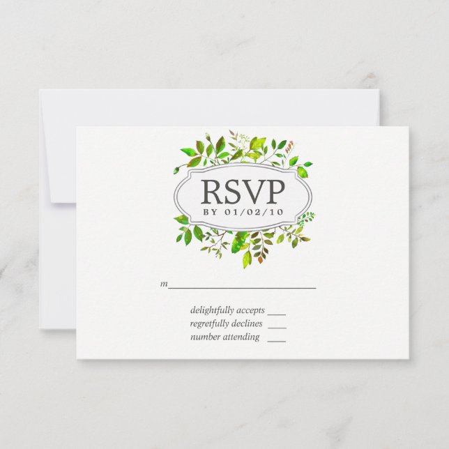 Watercolor Spring Foliage Wedding RSVP (Vorderseite)