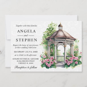 Watercolor Spring Garden Gazebo Wedding Einladung