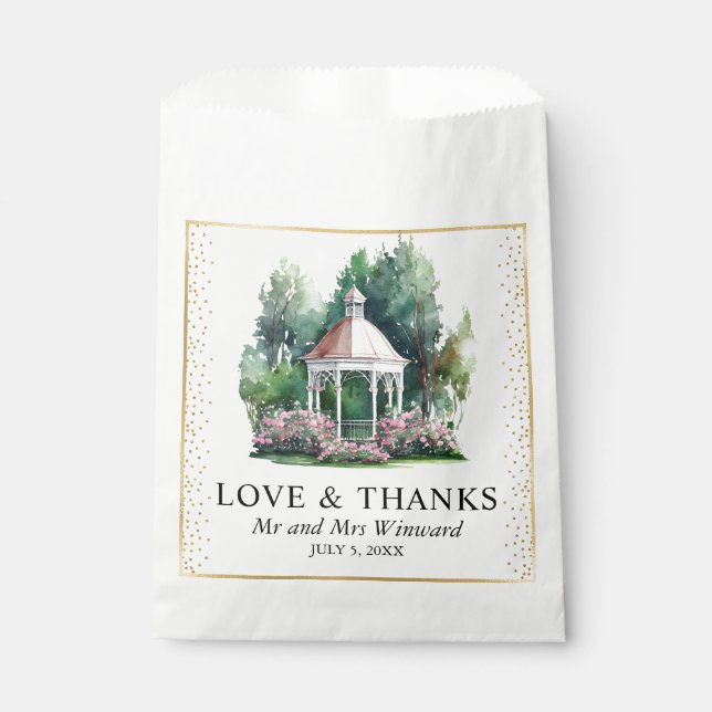 Watercolor Spring Garden Gazebo Wedding Geschenktütchen (Vorderseite)