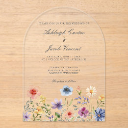 Watercolor Spring Garden Wildflower Wedding Acryleinladungen