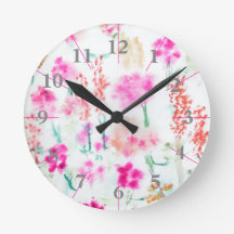 Watercolor Spring Sunshine Flower Garden Clock