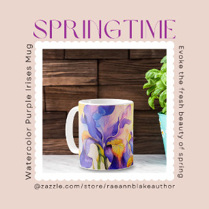 Watercolor Springtime Lila Irische Keramik Tasse