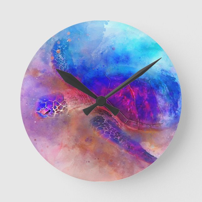 Watercolor Square Wall Clock Runde Wanduhr (Vorderseite)