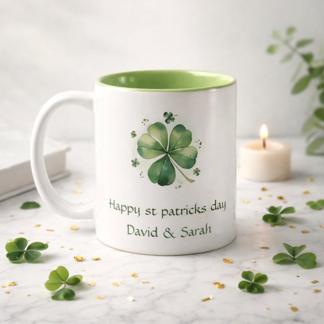 Watercolor St. Patrick's Day Pattern Giant Zweifarbige Tasse (Von Creator hochgeladen)