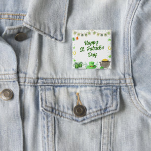 Watercolor St Patricks Party Button