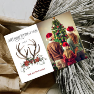 Watercolor Stag Greenery Foto Frohe Weihnachten
