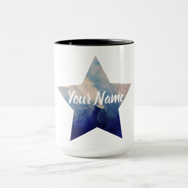 Watercolor-Star-Individuelle Name Tasse (Zentrum)