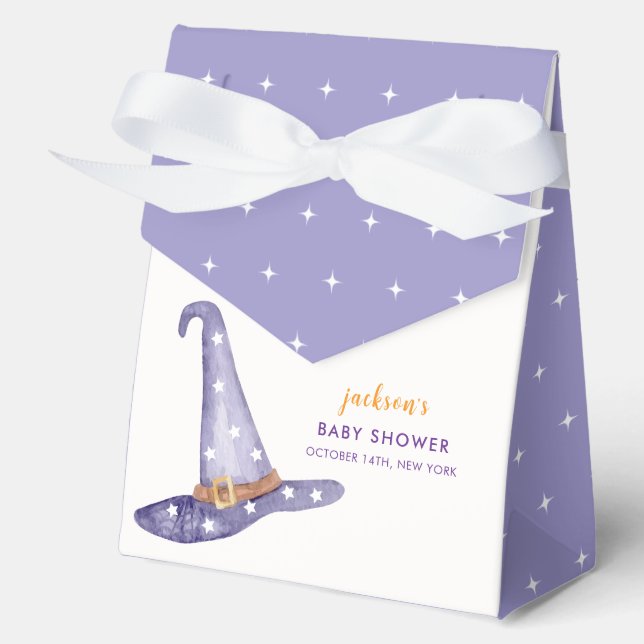 Watercolor Star Little Boo Witch Hat Baby Dusche Geschenkschachtel (Vorderseite)